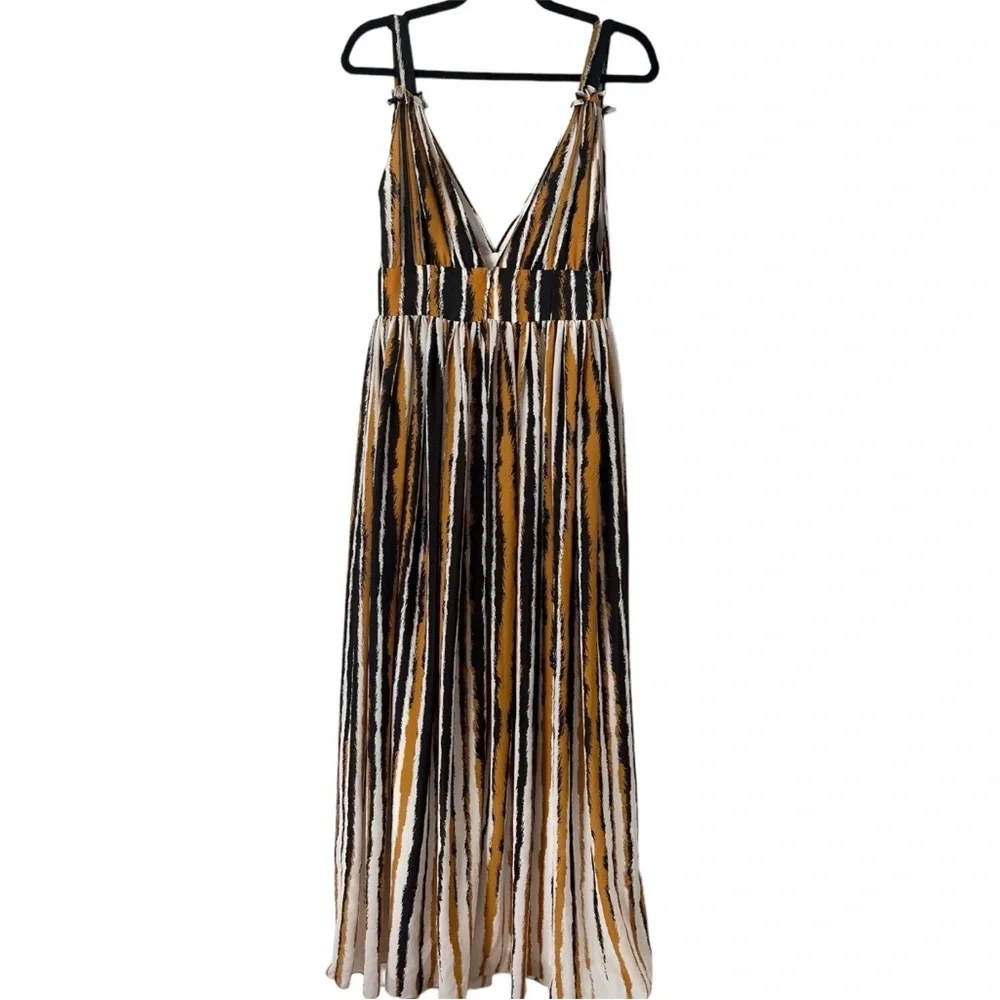Ronny Kobo Sallee Elegant Striped Tiger Print Deep V-Neck Maxi Dress SXS NWOT - Picture 10 of 15